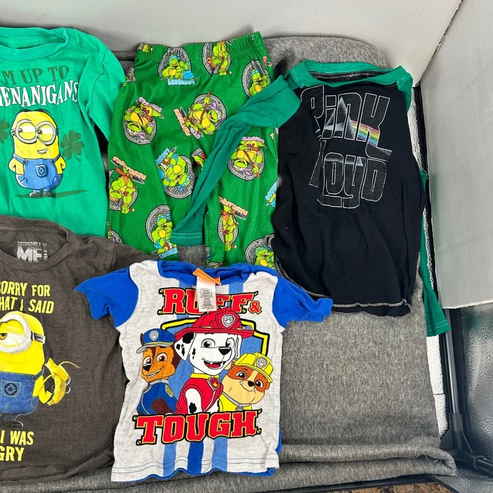 Boys Graphic Clothing Lot 7pc Minions Paw Patrol Marvel TMNT Pink Floyd 18M-4T
